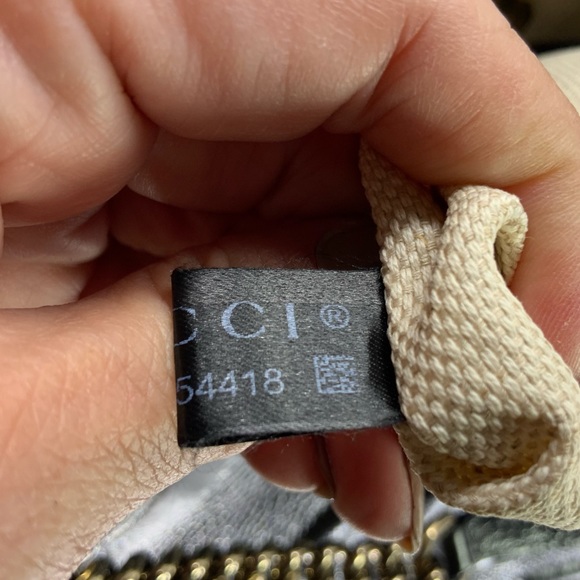 Auth GUCCI Tote Bag Soho Chain GG Black Leather Hand Bag & Leather Flower Charm - Picture 13 of 16